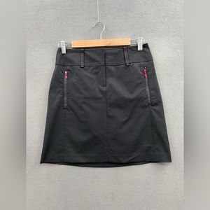 Ann Taylor Loft Women’s 2 Stretch Skirt Black Red Zipper Pulls